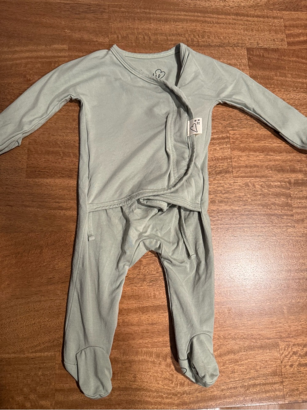 Organic Sage Wrap Footed One-Piece for Baby
